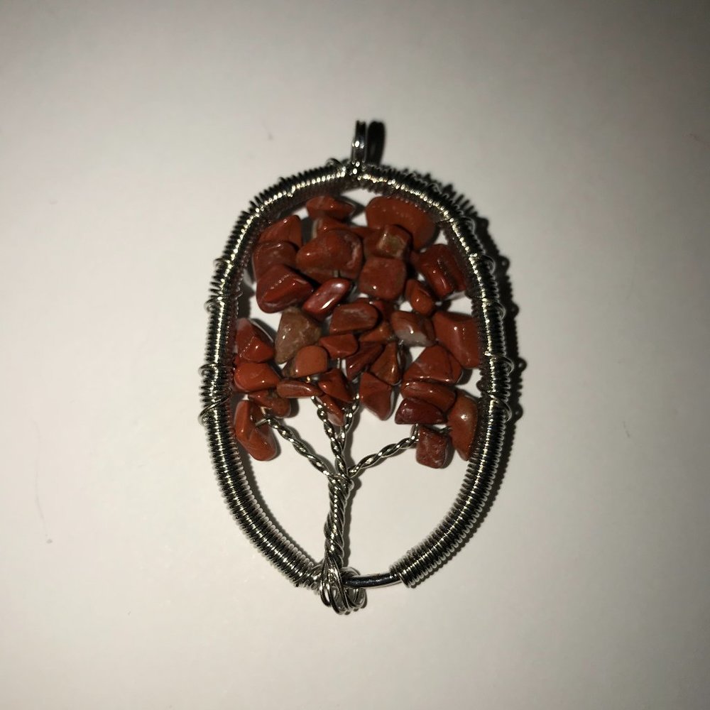 2 1/8" Red Jasper Tree of Life Pendant